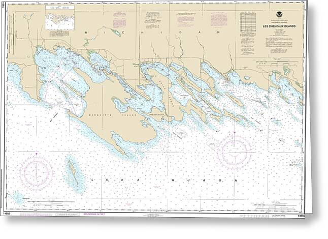 Nautical Chart-14885 Les Cheneaux Islands - Greeting Card