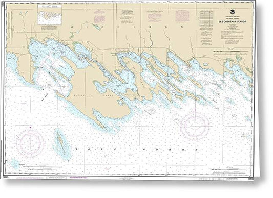 Nautical Chart-14885 Les Cheneaux Islands - Greeting Card