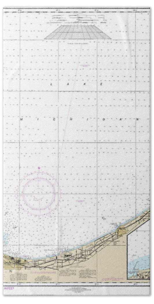 Nautical Chart-14905 Waukegan-south Haven, Michigan City, Burns International Harbor, New Buffalo - Bath Towel