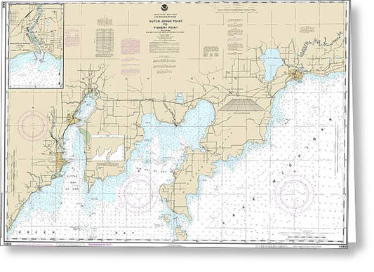 Nautical Chart-14908 Dutch Johns Point-fishery Point, Including Big Bay De Noc-little Bay De Noc, Manistique - Greeting Card
