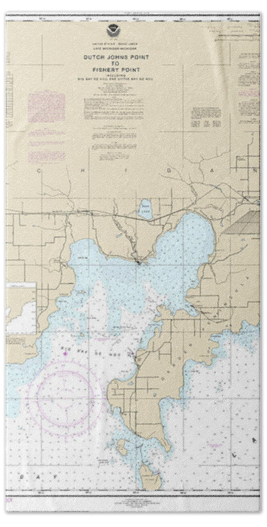Nautical Chart-14908 Dutch Johns Point-fishery Point, Including Big Bay De Noc-little Bay De Noc, Manistique - Bath Towel