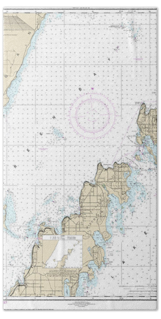 Nautical Chart-14909 Upper Green Bay - Jackson Harbor-detroit Harbor, Detroit Harbor, Jackson Harbor, Baileys Harbor - Bath Towel