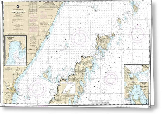 Nautical Chart-14909 Upper Green Bay - Jackson Harbor-detroit Harbor, Detroit Harbor, Jackson Harbor, Baileys Harbor - Greeting Card