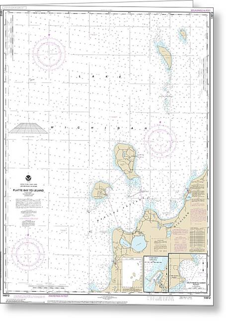 Nautical Chart-14912 Platte Bay-leland, Leland, South Manitou Harbor - Greeting Card