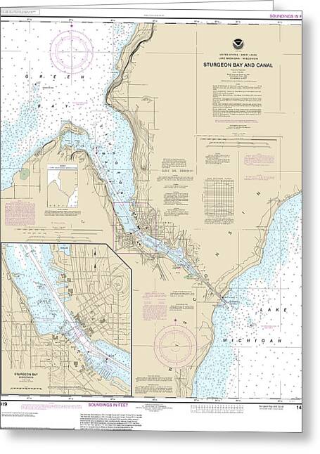 Nautical Chart-14919 Sturgeon Bay-canal, Sturgeon Bay - Greeting Card