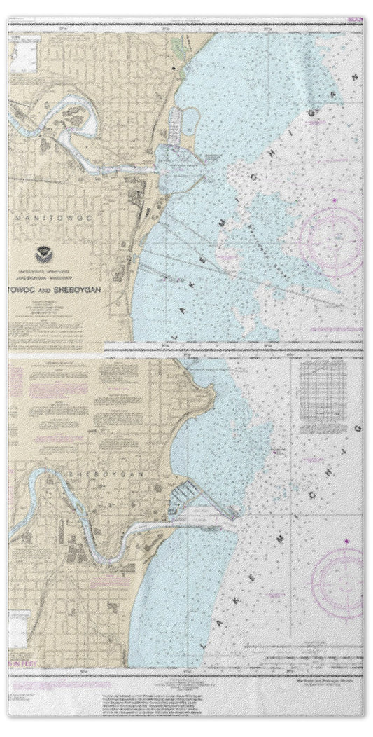 Nautical Chart-14922 Manitowoc-sheboygan - Bath Towel