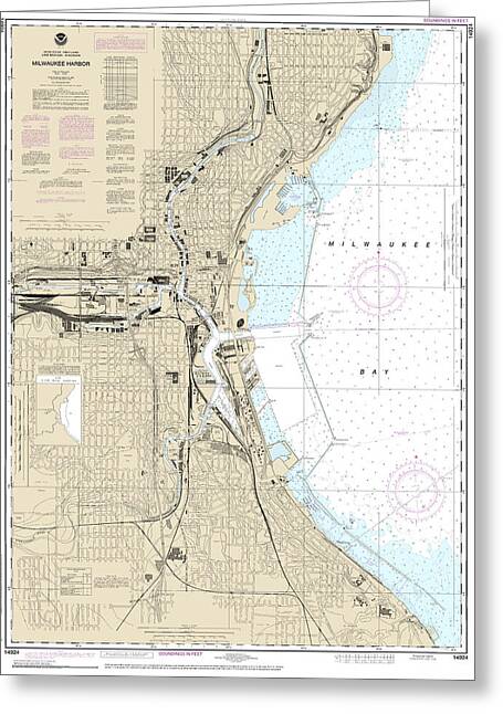 Nautical Chart-14924 Milwaukee Harbor - Greeting Card