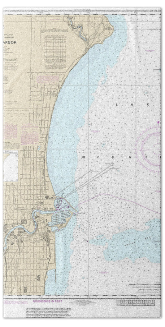Nautical Chart-14925 Racine Harbor - Bath Towel