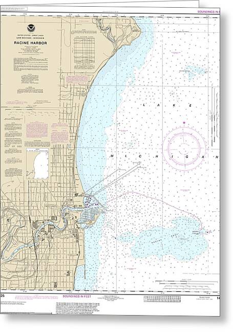 Nautical Chart-14925 Racine Harbor - Greeting Card