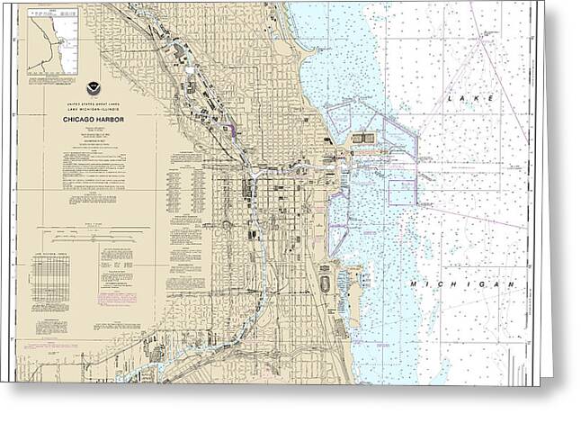 Nautical Chart-14928 Chicago Harbor - Greeting Card