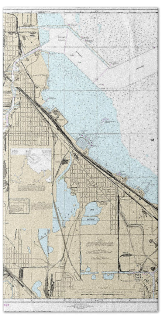 Nautical Chart-14929 Calumet, Indiana-buffington Harbors,-lake Calumet - Bath Towel