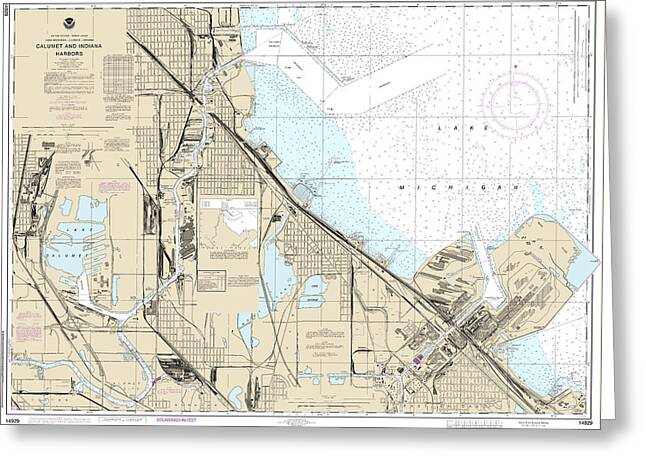 Nautical Chart-14929 Calumet, Indiana-buffington Harbors,-lake Calumet - Greeting Card