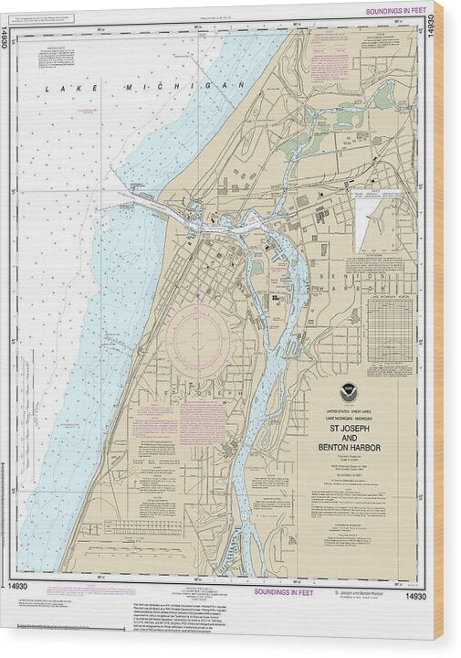 Nautical Chart-14930 St Joseph-benton Harbor - Wood Print