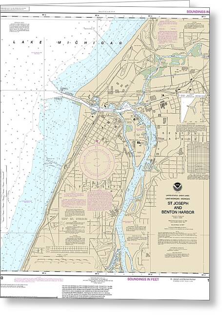 Nautical Chart-14930 St Joseph-benton Harbor - Greeting Card