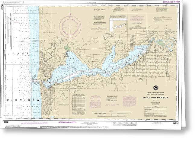 Nautical Chart-14932 Holland Harbor - Greeting Card