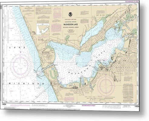 Nautical Chart-14934 Muskegon Lake-muskegon Harbor - Metal Print