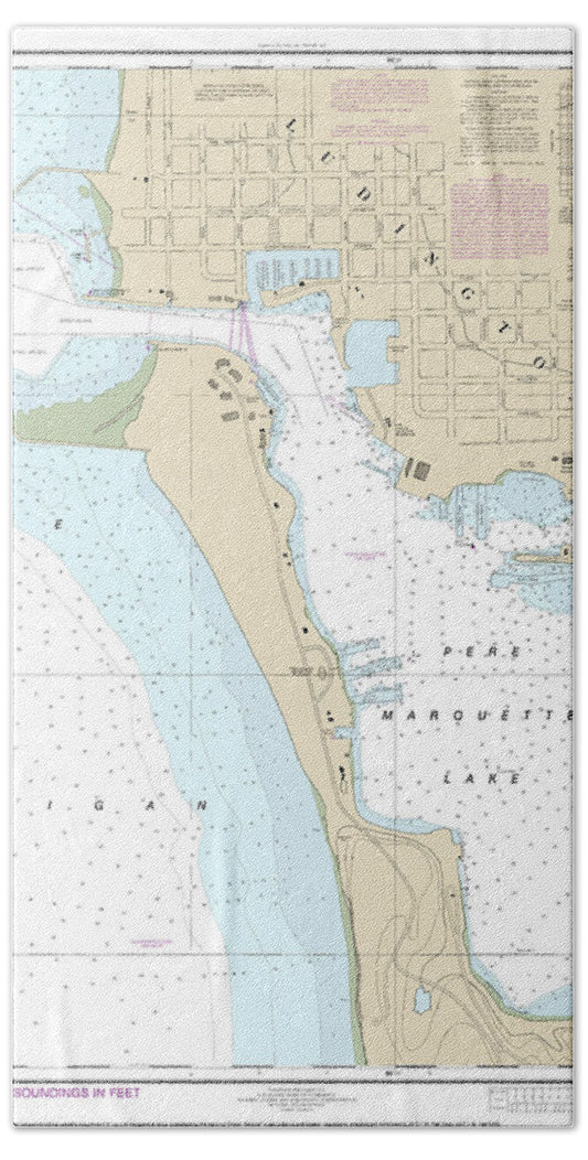 Nautical Chart-14937 Ludington Harbor - Bath Towel