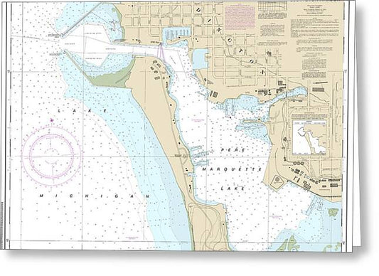 Nautical Chart-14937 Ludington Harbor - Greeting Card