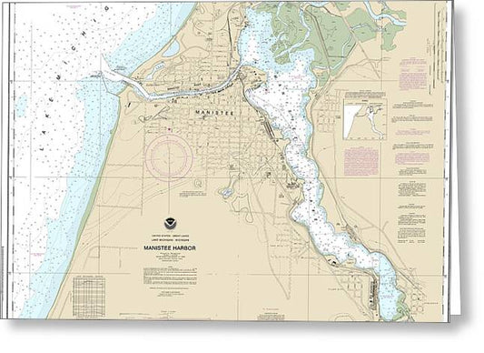 Nautical Chart-14938 Manistee Harbor-manistee Lake - Greeting Card