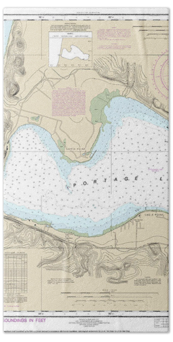 Nautical Chart-14939 Portage Lake - Bath Towel
