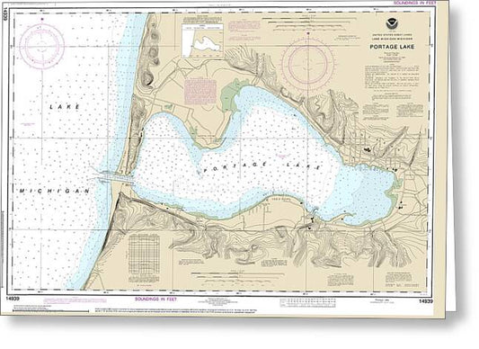 Nautical Chart-14939 Portage Lake - Greeting Card