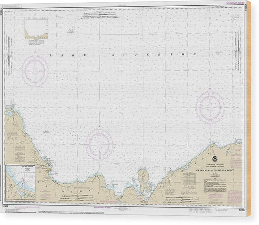 Nautical Chart-14963 Grand Marais-big Bay Point, Big Bay Harbor - Wood Print