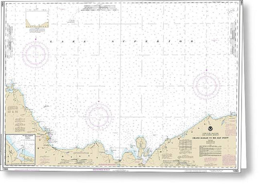 Nautical Chart-14963 Grand Marais-big Bay Point, Big Bay Harbor - Greeting Card