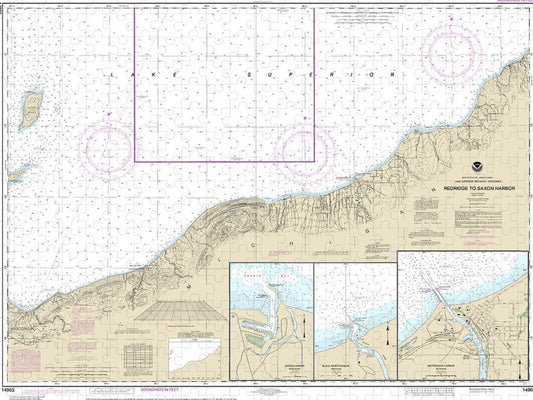 Nautical Chart-14965 Redridge-saxon Harbor, Ontonagon Harbor, Black River Harbor, Saxon Harbor - Puzzle