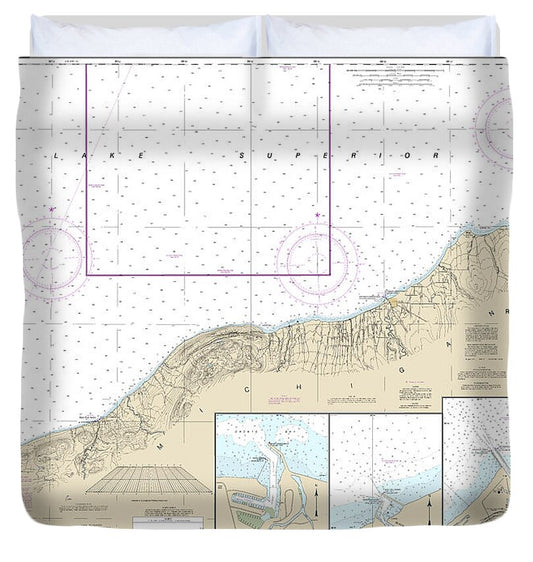 Nautical Chart-14965 Redridge-saxon Harbor, Ontonagon Harbor, Black River Harbor, Saxon Harbor - Duvet Cover