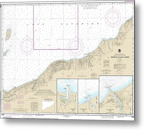 Nautical Chart-14965 Redridge-saxon Harbor, Ontonagon Harbor, Black River Harbor, Saxon Harbor - Metal Print