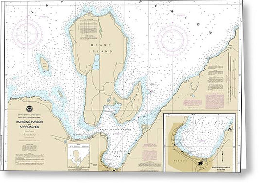 Nautical Chart-14969 Munising Harbor-approaches, Munising Harbor - Greeting Card