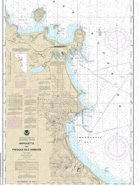 Nautical Chart-14970 Marquette-presque Isle Harbors - Puzzle