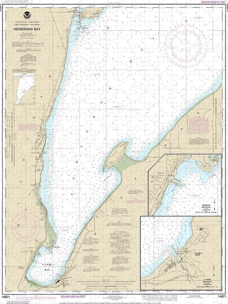 Nautical Chart-14971 Keweenaw Bay, Lanse-baraga Harbors - Puzzle