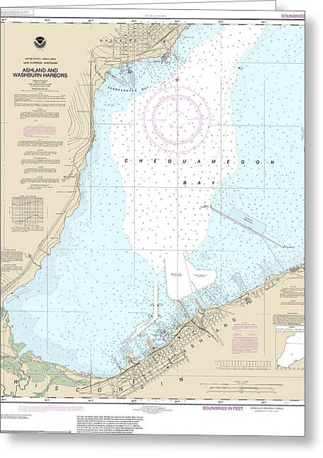 Nautical Chart-14974 Ashland-washburn Harbors - Greeting Card