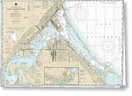 Nautical Chart-14975 Duluth-superior Harbor, Upper St Louis River - Greeting Card
