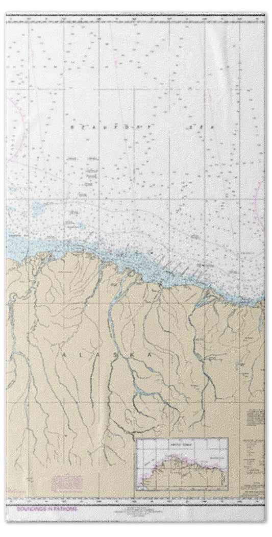 Nautical Chart-16004 Point Barrow-herschel Island - Bath Towel