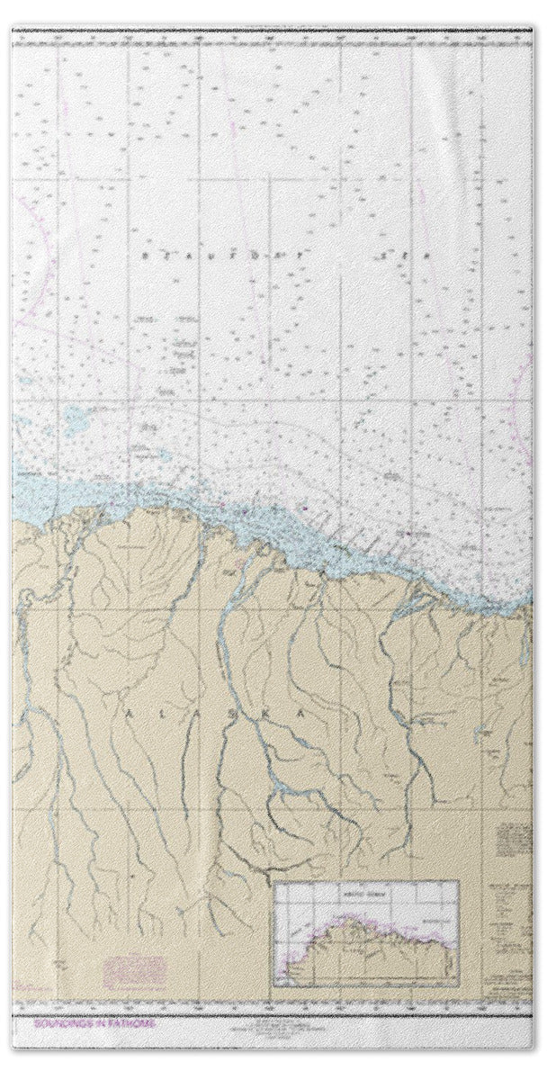 Nautical Chart-16004 Point Barrow-herschel Island - Bath Towel