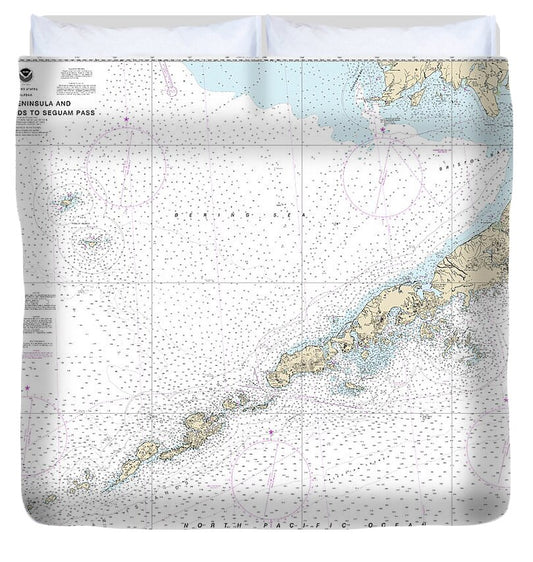 Nautical Chart-16011 Alaska Peninsula-aleutian Islands-seguam Pass - Duvet Cover