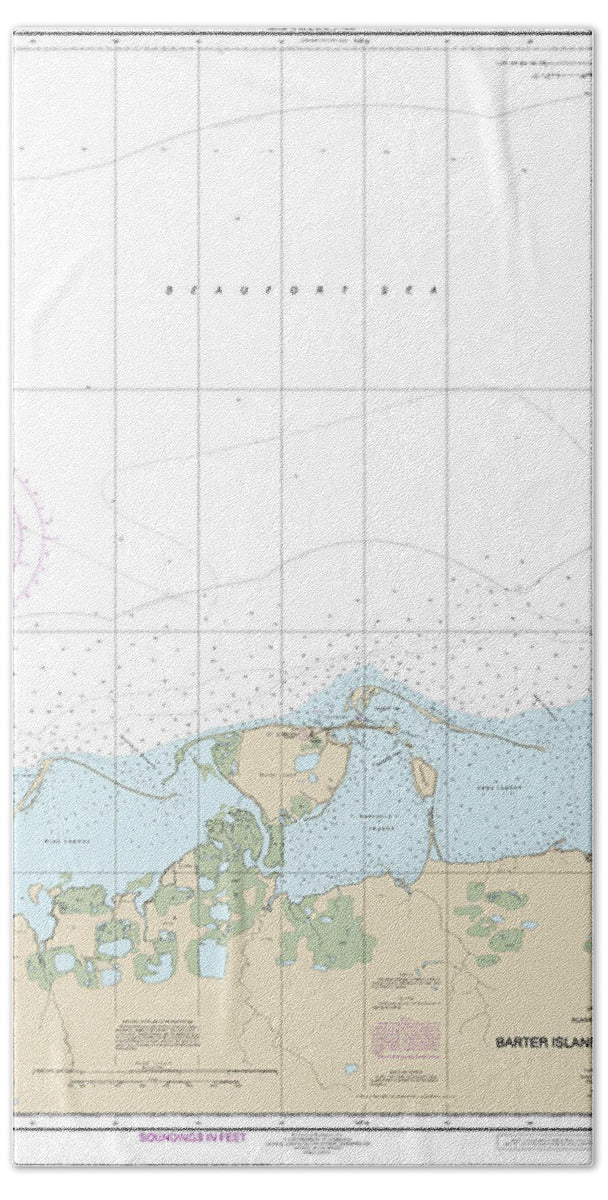 Nautical Chart-16043 Barter Island-approaches, Bernard Harbor - Bath Towel