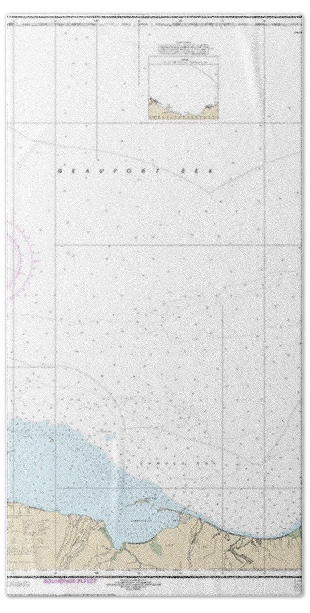 Nautical Chart-16044 Camden Bay-approaches - Bath Towel