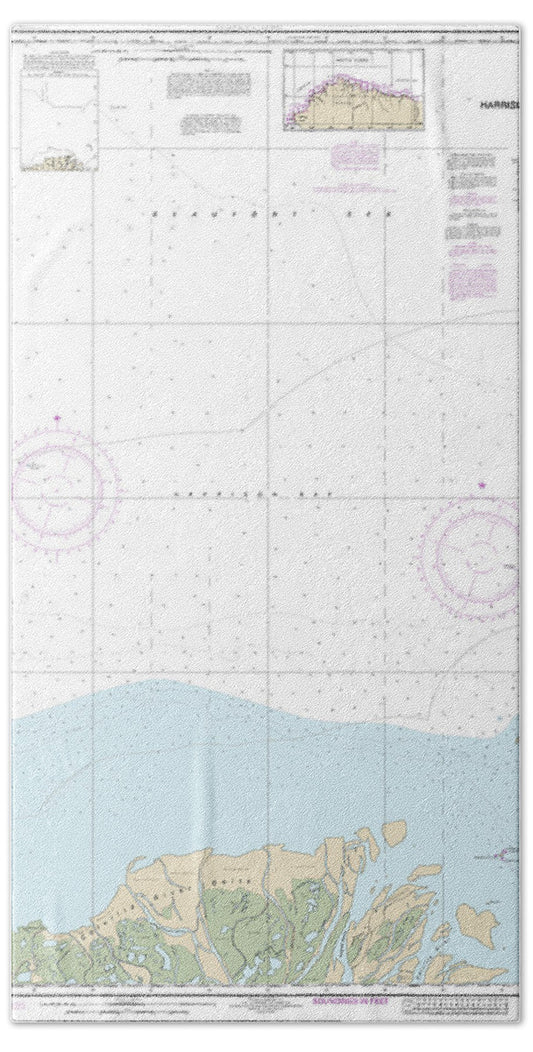 Nautical Chart-16063 Harrison Bay-eastern Part - Bath Towel