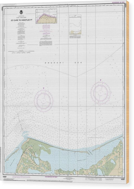 Nautical Chart-16087 Icy Cape-nokotlek Pt - Wood Print