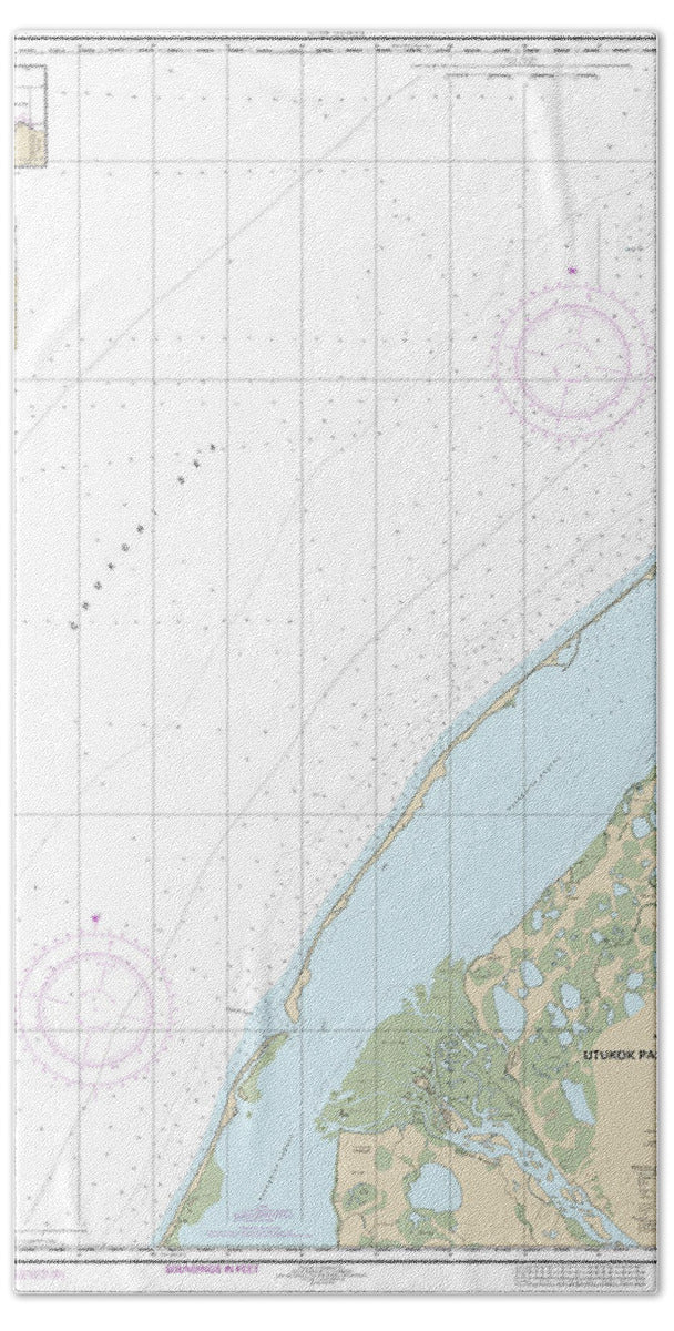 Nautical Chart-16088 Utukok Pass-blossom Shoals - Bath Towel