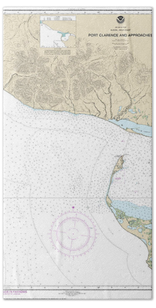 Nautical Chart-16204 Port Clarence-approaches - Bath Towel