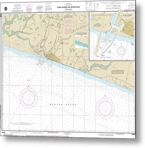 Nautical Chart-16206 Nome Hbr-approaches, Norton Sound, Nome Harbor - Metal Print