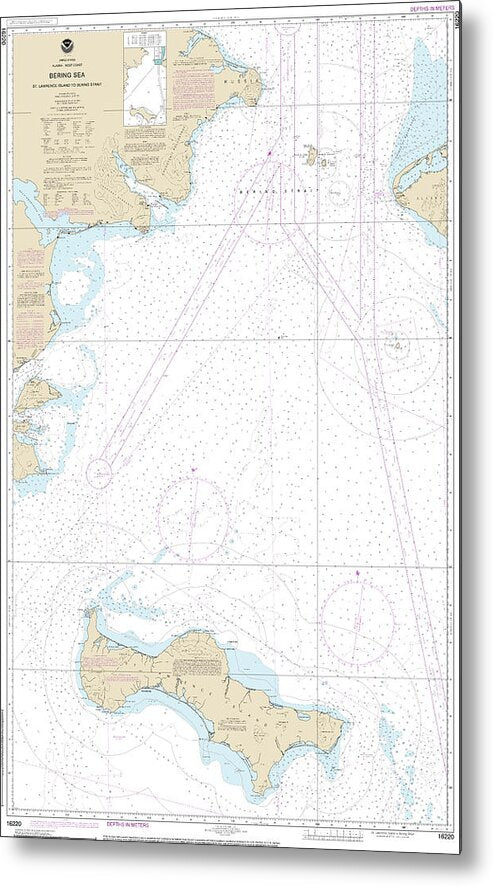 Nautical Chart-16220 Bering Sea St Lawrence Island-bering Strait - Metal Print