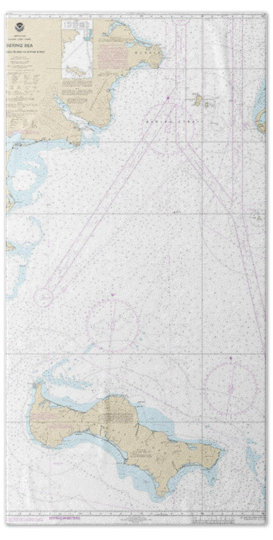 Nautical Chart-16220 Bering Sea St Lawrence Island-bering Strait - Bath Towel