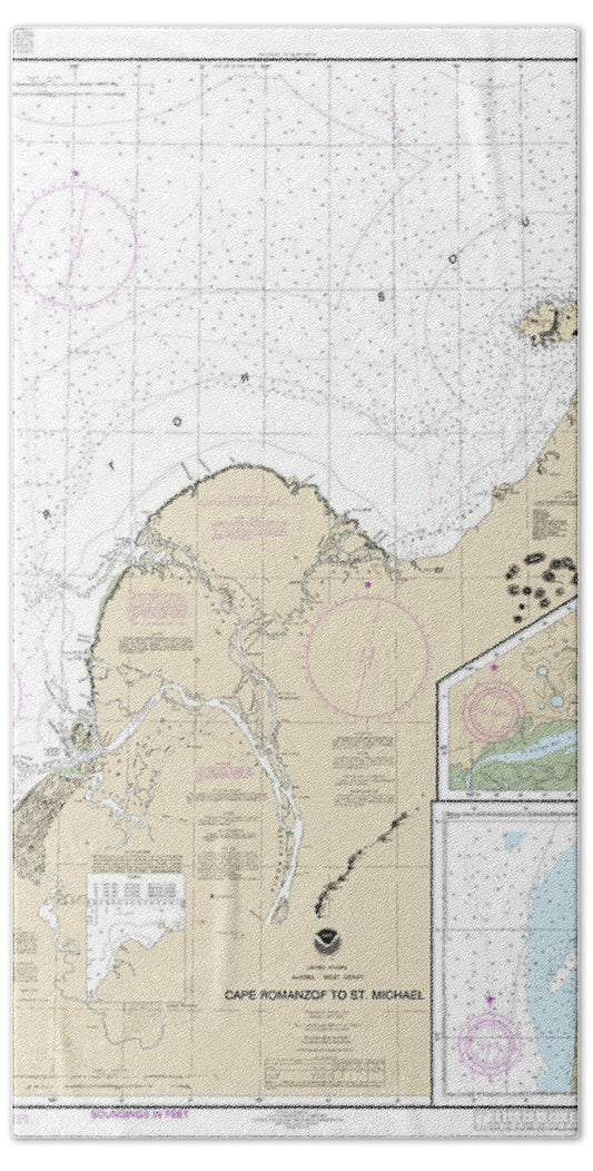 Nautical Chart-16240 Cape Ramonzof-st Michael, St Michael Bay, Approaches-cape Ramanzof - Bath Towel