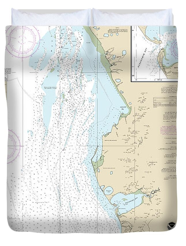 Nautical Chart-16300 Kuskokwim Bay, Goodnews Bay - Duvet Cover