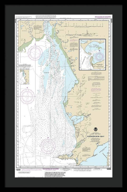 Nautical Chart-16300 Kuskokwim Bay, Goodnews Bay - Framed Print